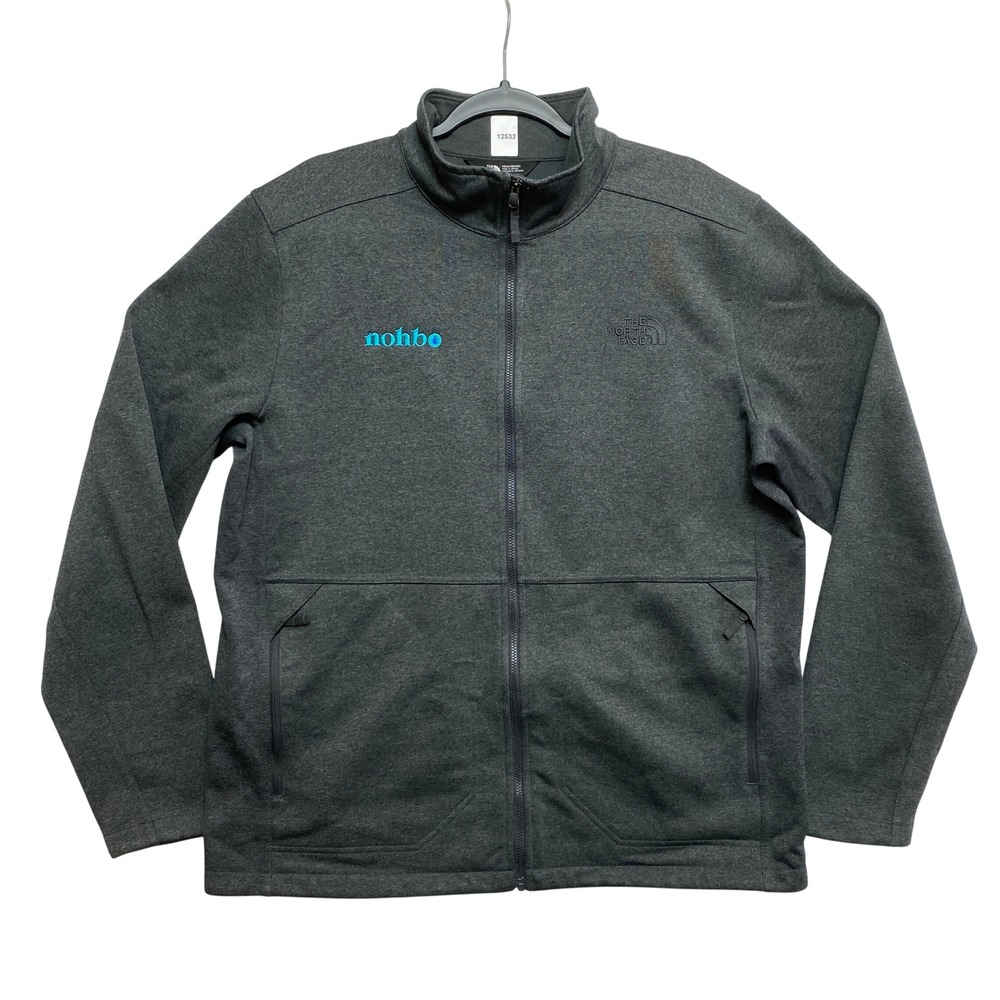 The North Face Jacket Mens L Gray Full Zip Mock Neck Nohbo Logo